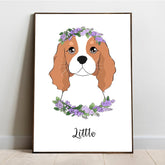 Digital Custom Pet Portrait with Flowers - Flower Crown - Adventures of Rubi